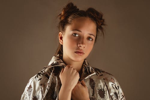 Women's Black and White Floral Top