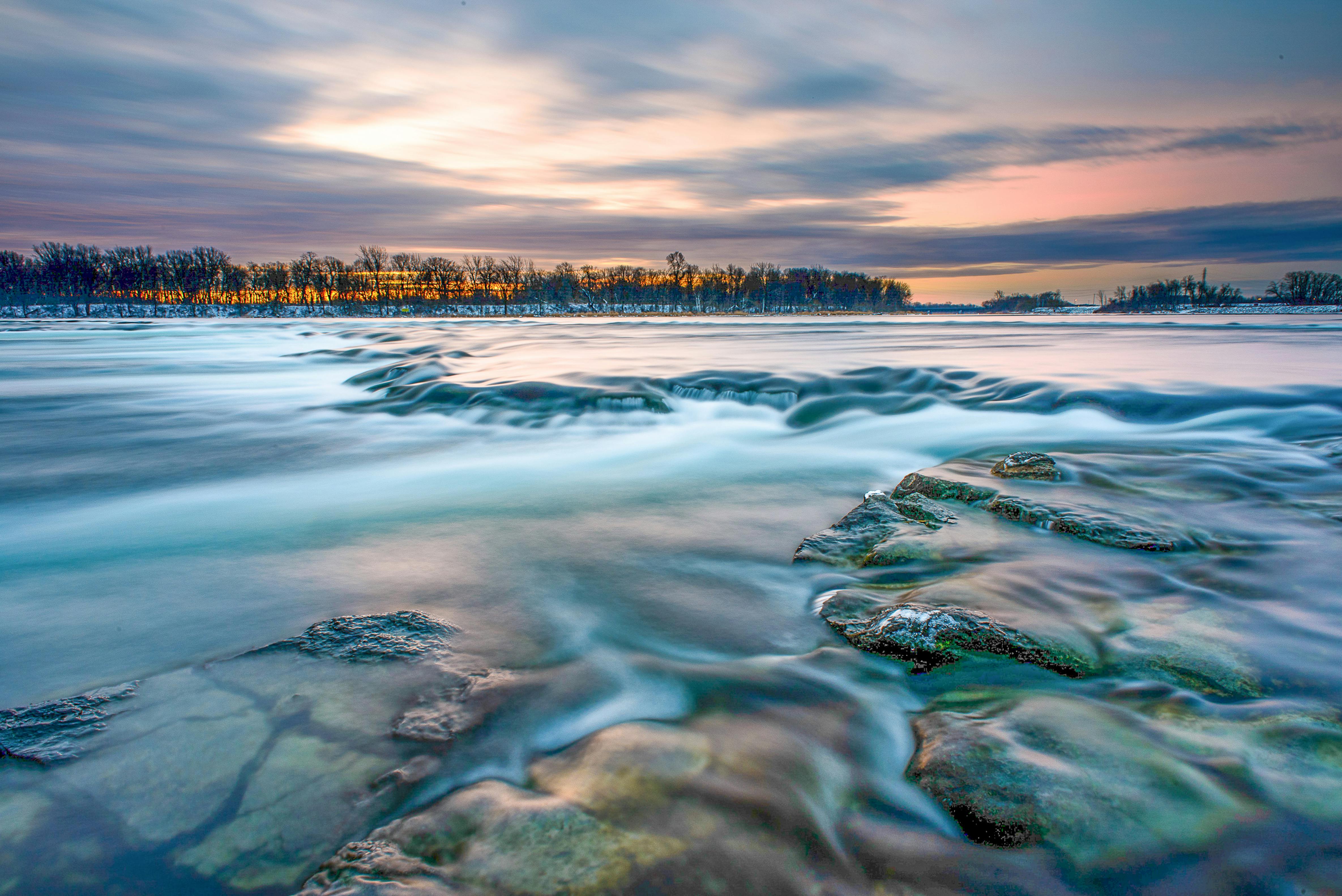 Serene Sunrise Over River in Quebec Landscape · Free Stock Photo, image size:4740x3164