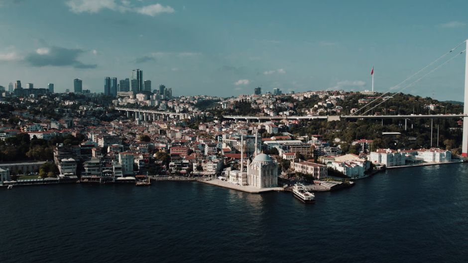 İstanbul kentsel gelişim alanları ve Boğaz manzarası havadan görünüm