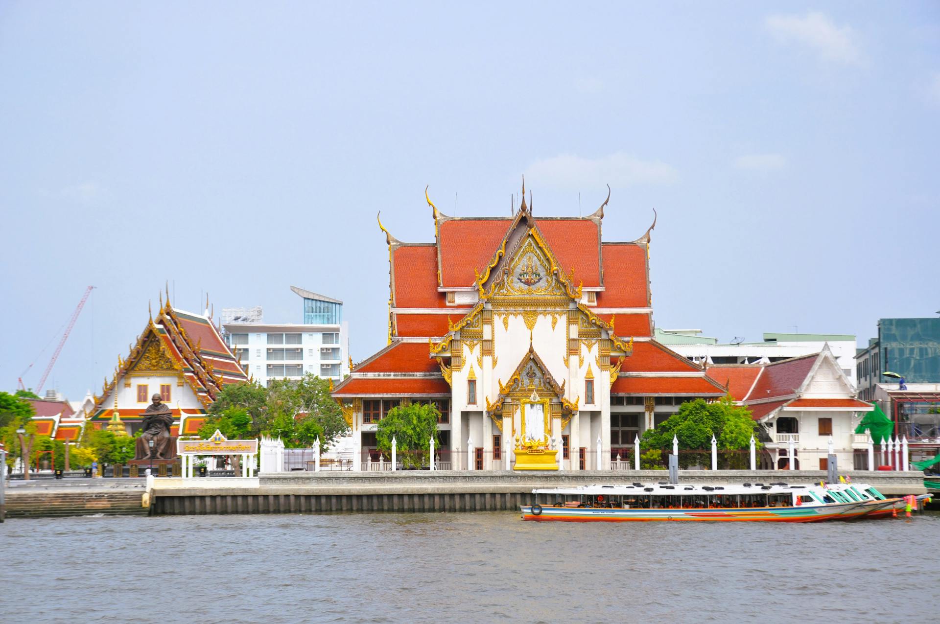 Beautiful Wat Along Chao Phraya River Bangkok