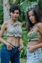 Young Women in Tropical Fashion Outdoors