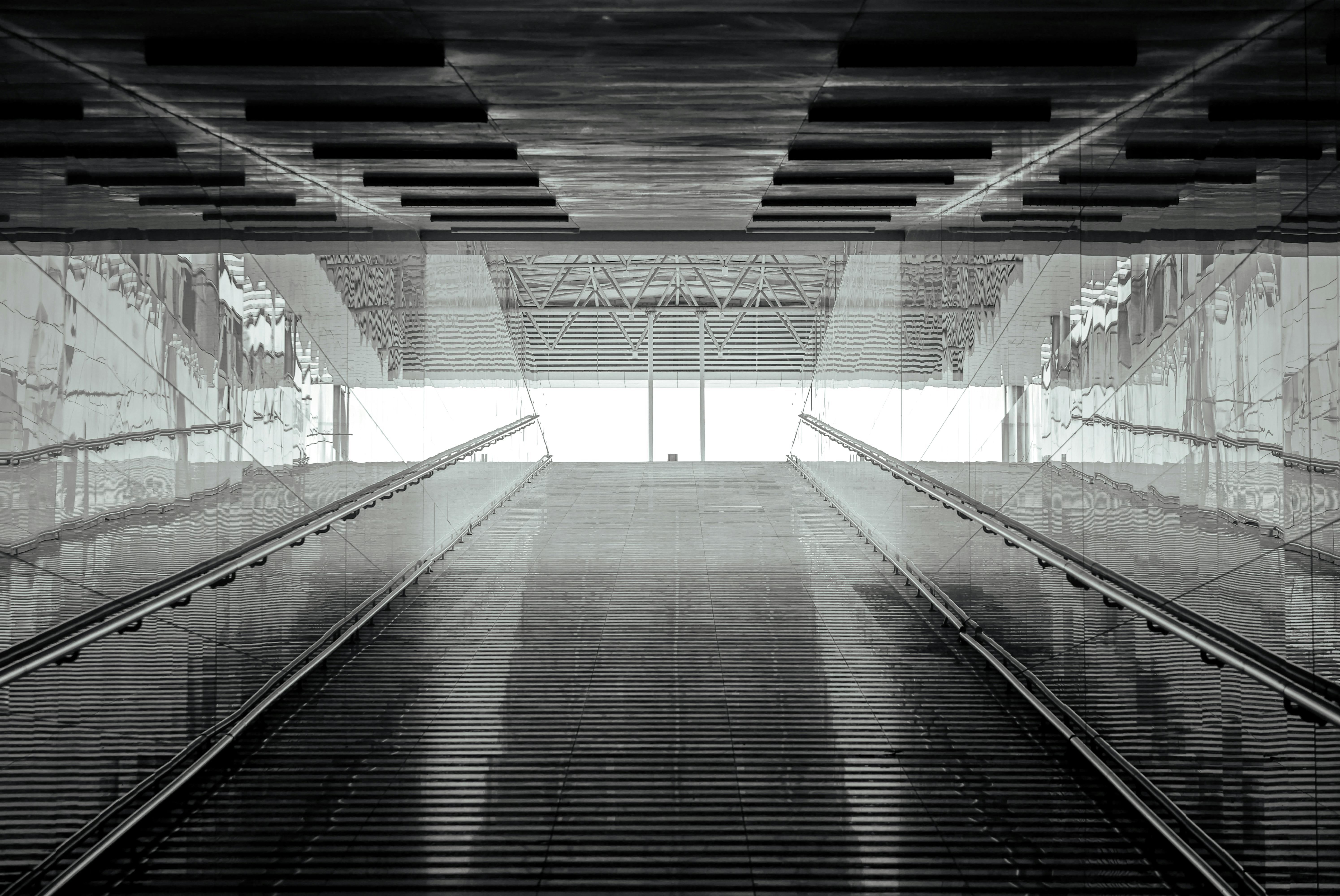 Modern Architectural Interior with Escalator