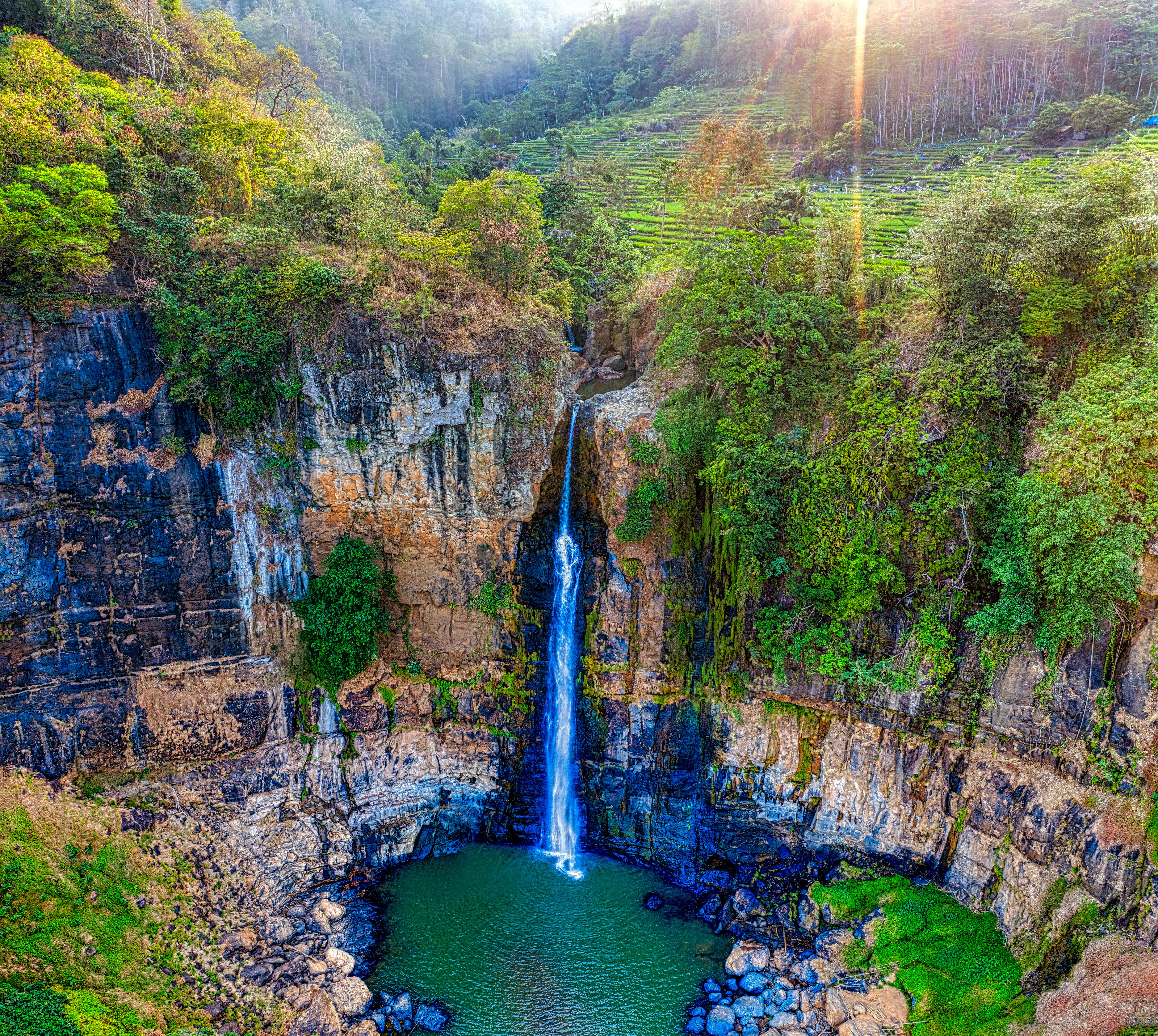 landscape photography of waterfalls