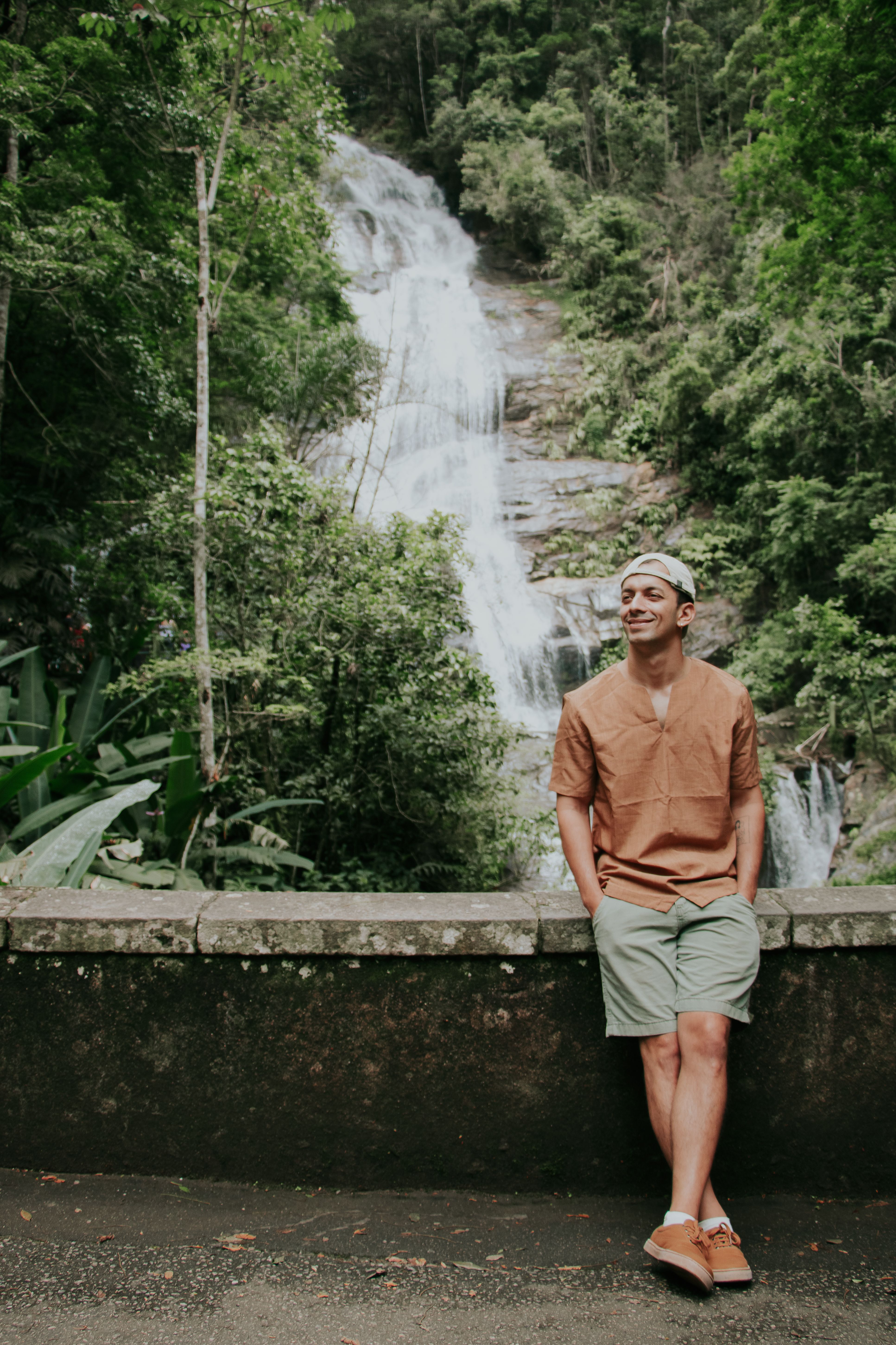 Man Enjoying Waterfall in Rio de Janeiro · Free Stock Photo