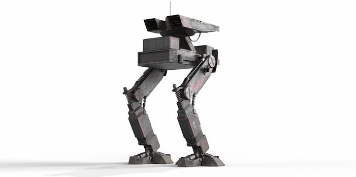 Mech Futuristico Che Cammina Su Sfondo Bianco