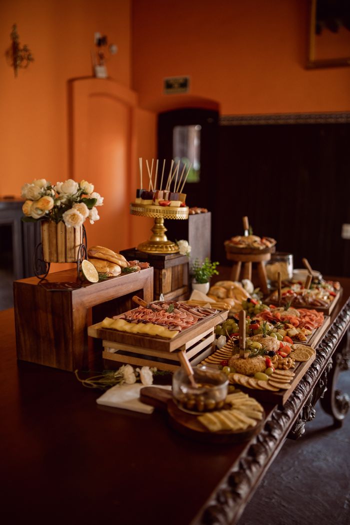 Elegant event table with appetizers and decor