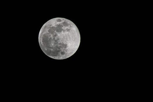 Bright Full Moon in a Dark Night Sky