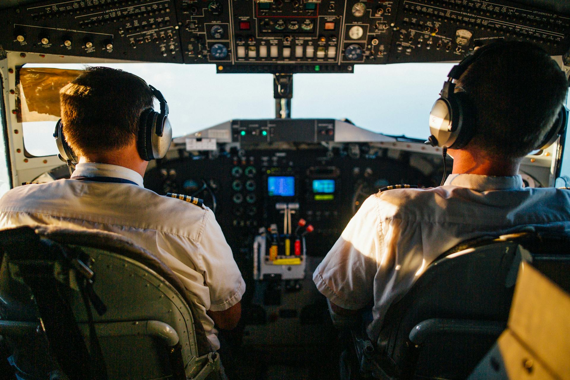 Two Pilots Flying an Airplane