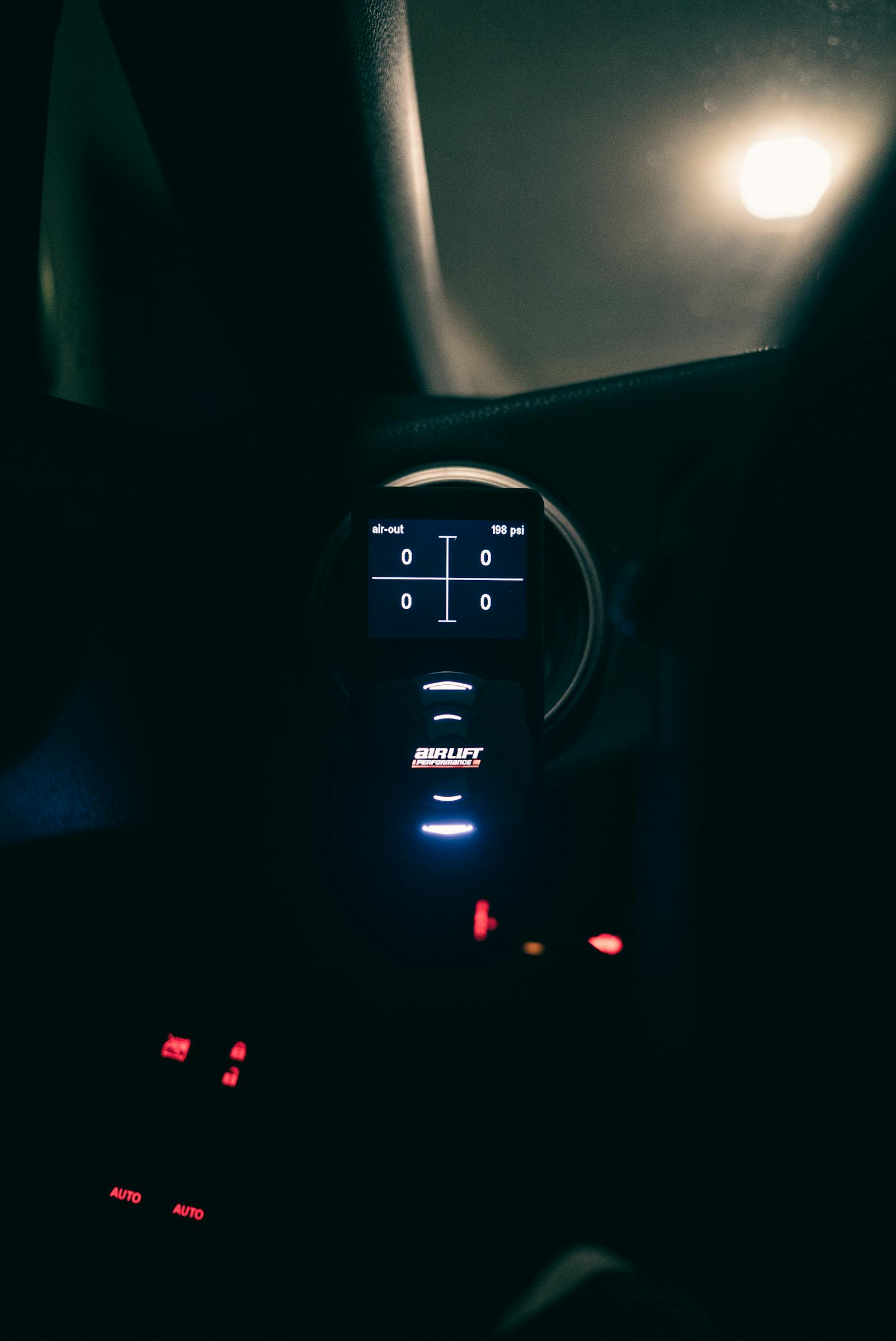 Car dashboard at night