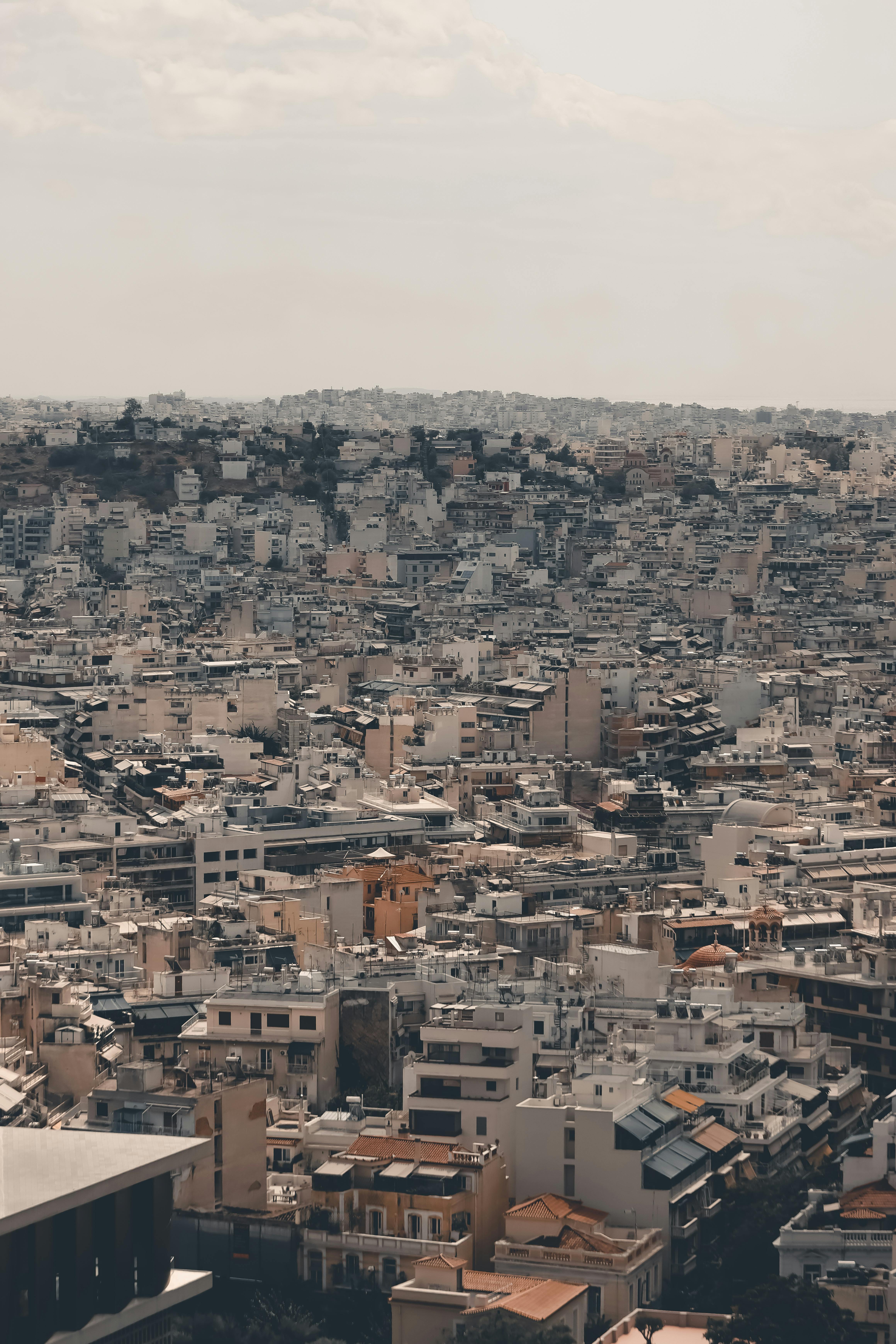 aerial view of athens urban landscape in greece