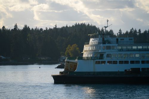 Free A classic Washington State ferry navigating the tranquil waters of Puget Sound. Stock Photo
