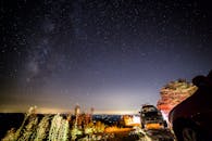 田纳西州奥科伊上空，迷人的星空下，银河系映照着汽车灯光