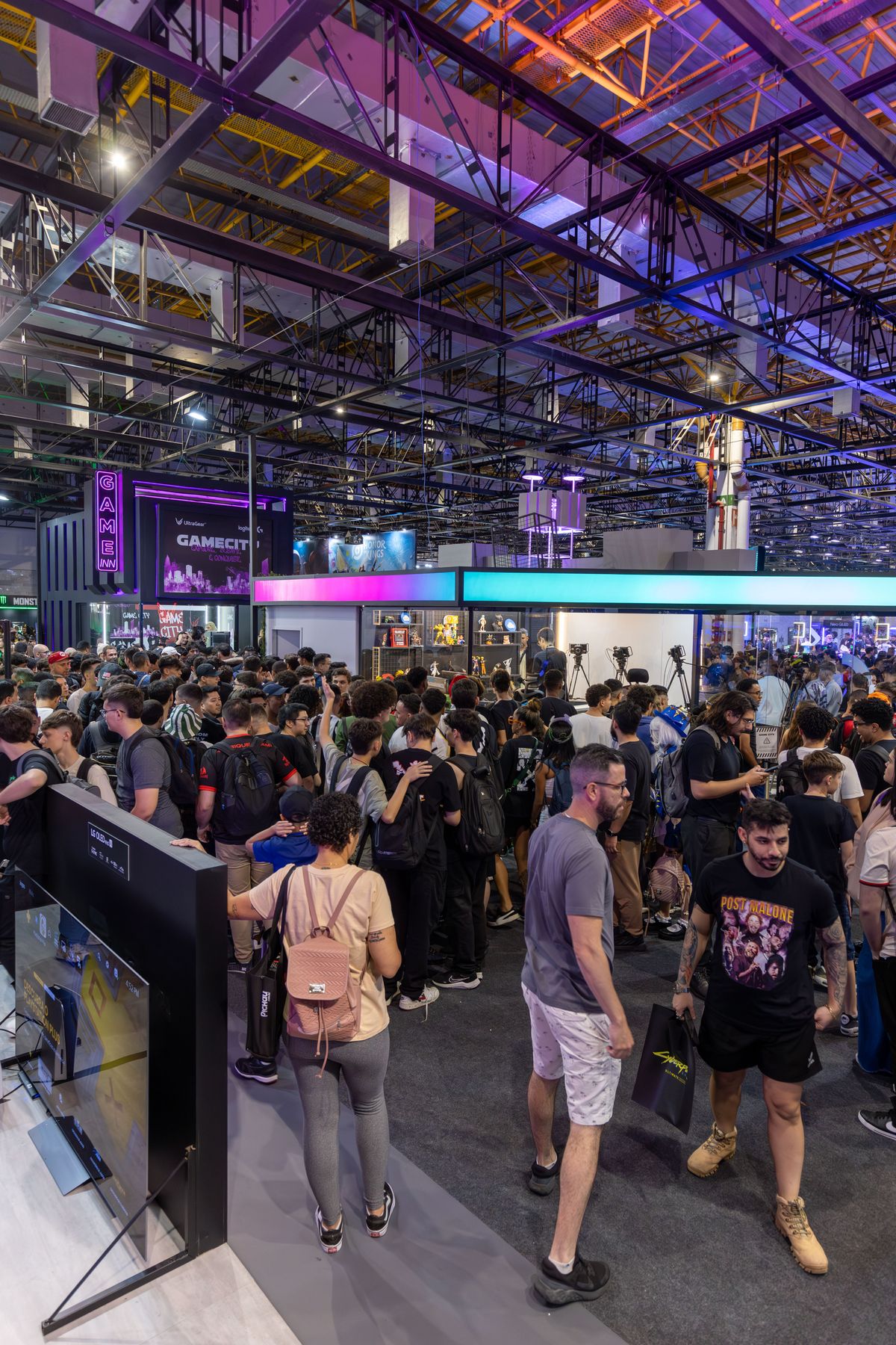 Crowd at a technology exhibition