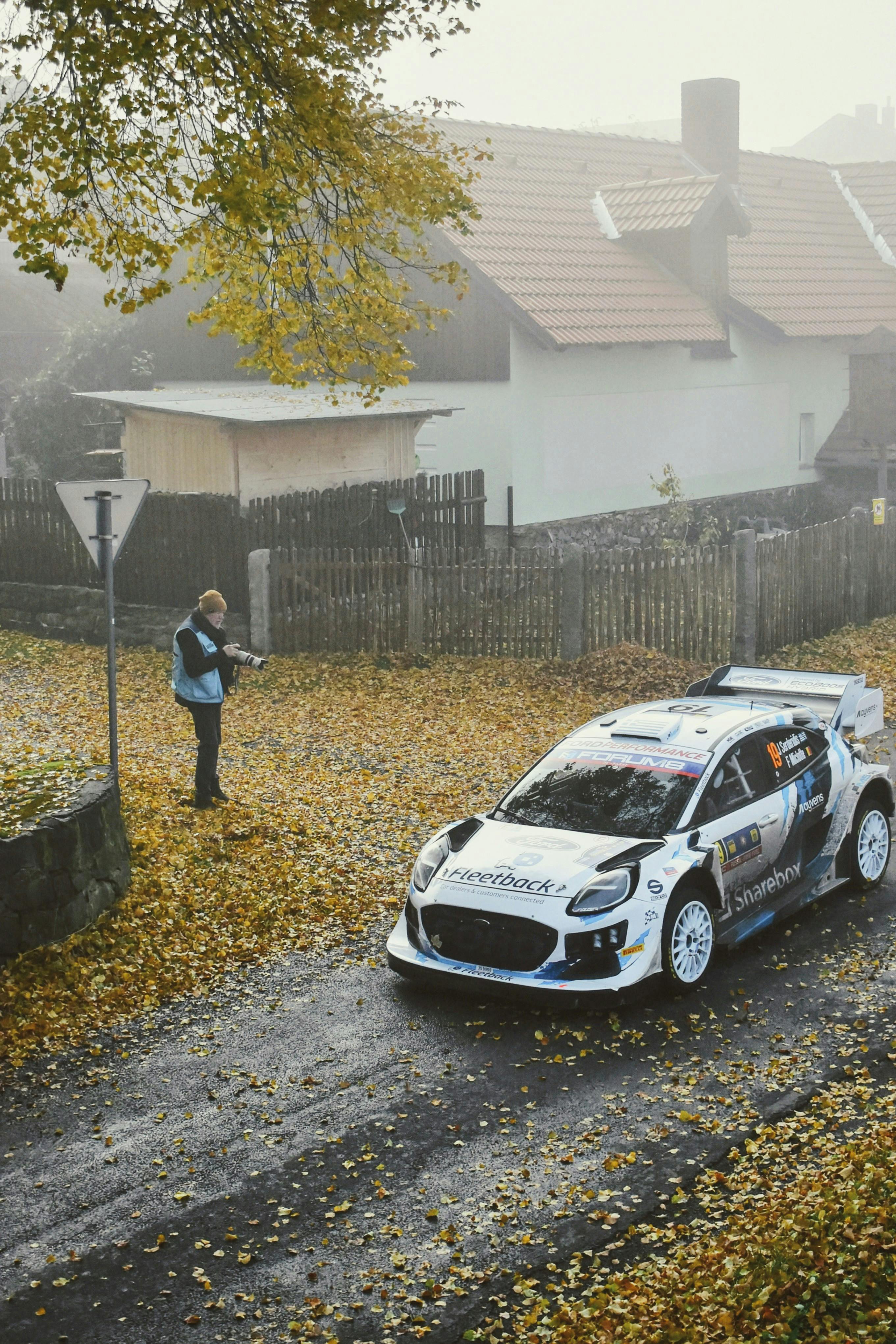 Rally Car on Foggy Autumn Day · Free Stock Photo