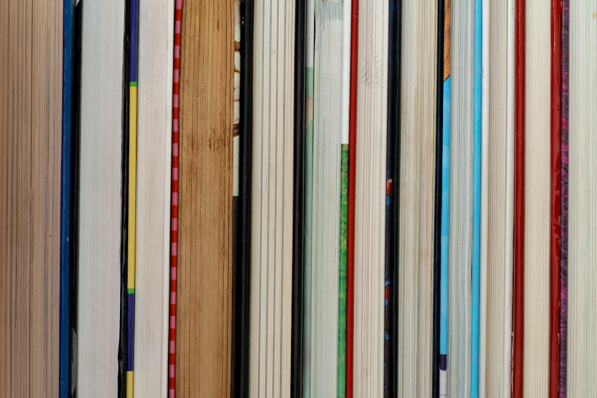 Colorful Books Spines Aligned Vertically