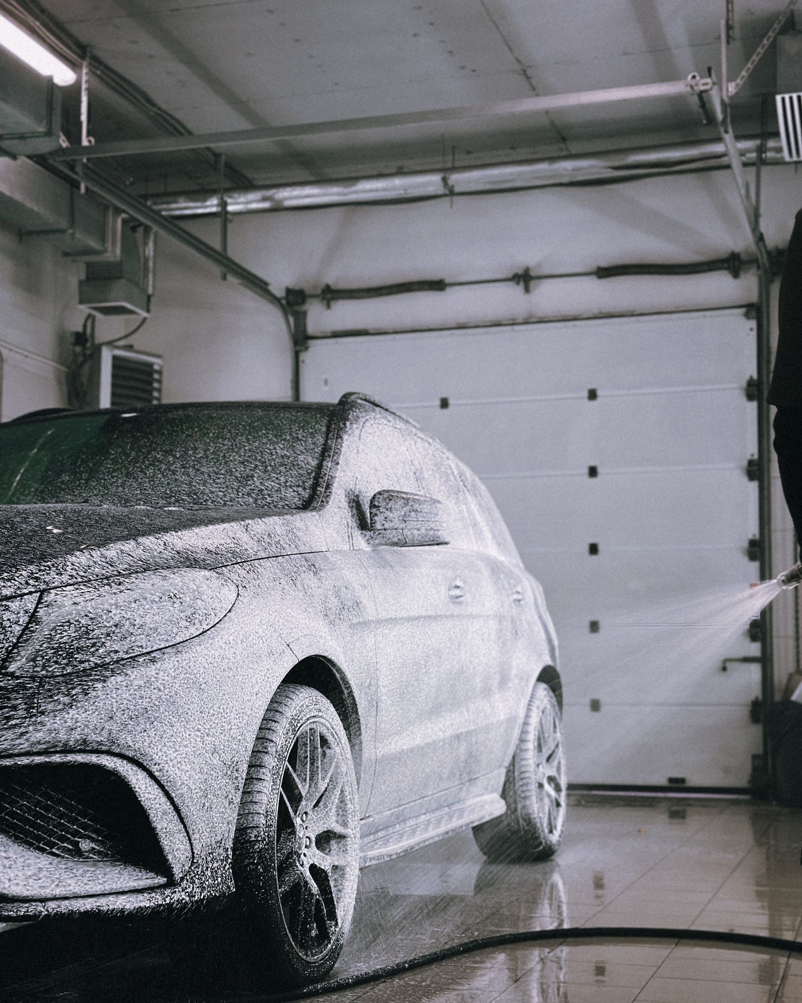 Premium car wash in a garage