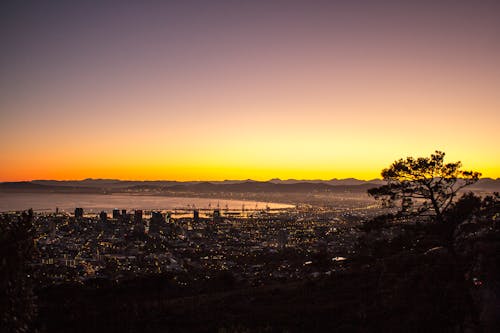 Silhouette Photo of City During Golden Hour