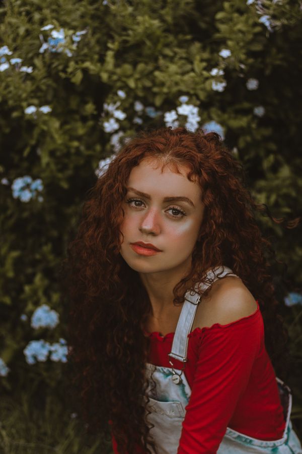 Tressalune Instagram photo, long copper curls