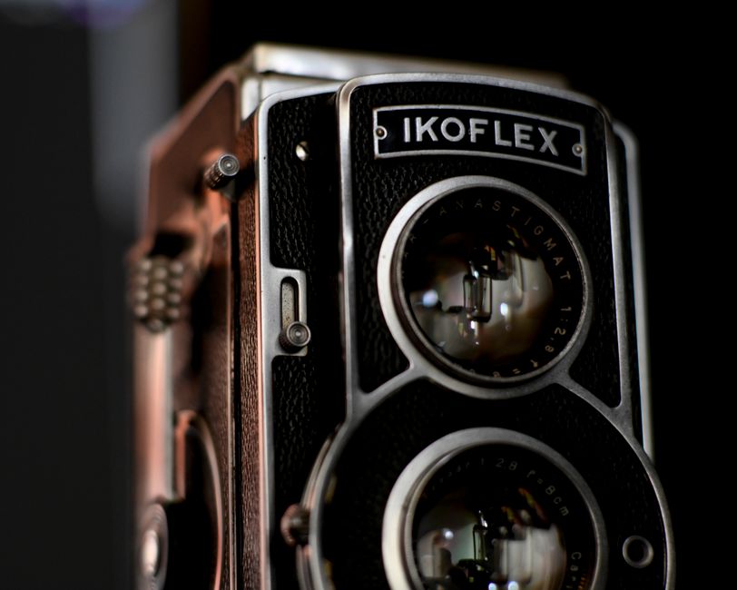 vintage camera lens, dual lens camera, cinematography gear
