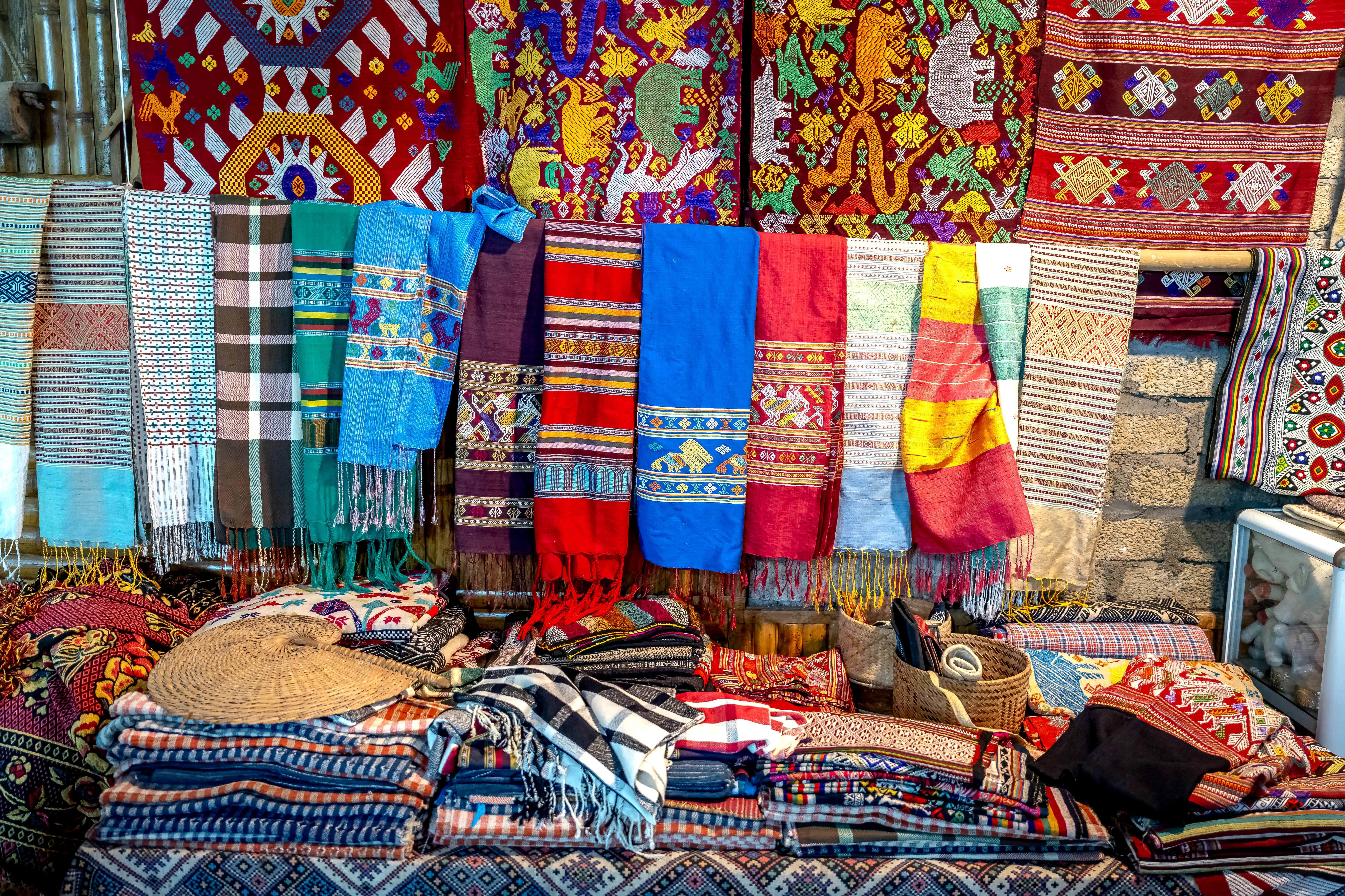 Vibrant Handmade Textile Display at Local Market · Free Stock Photo