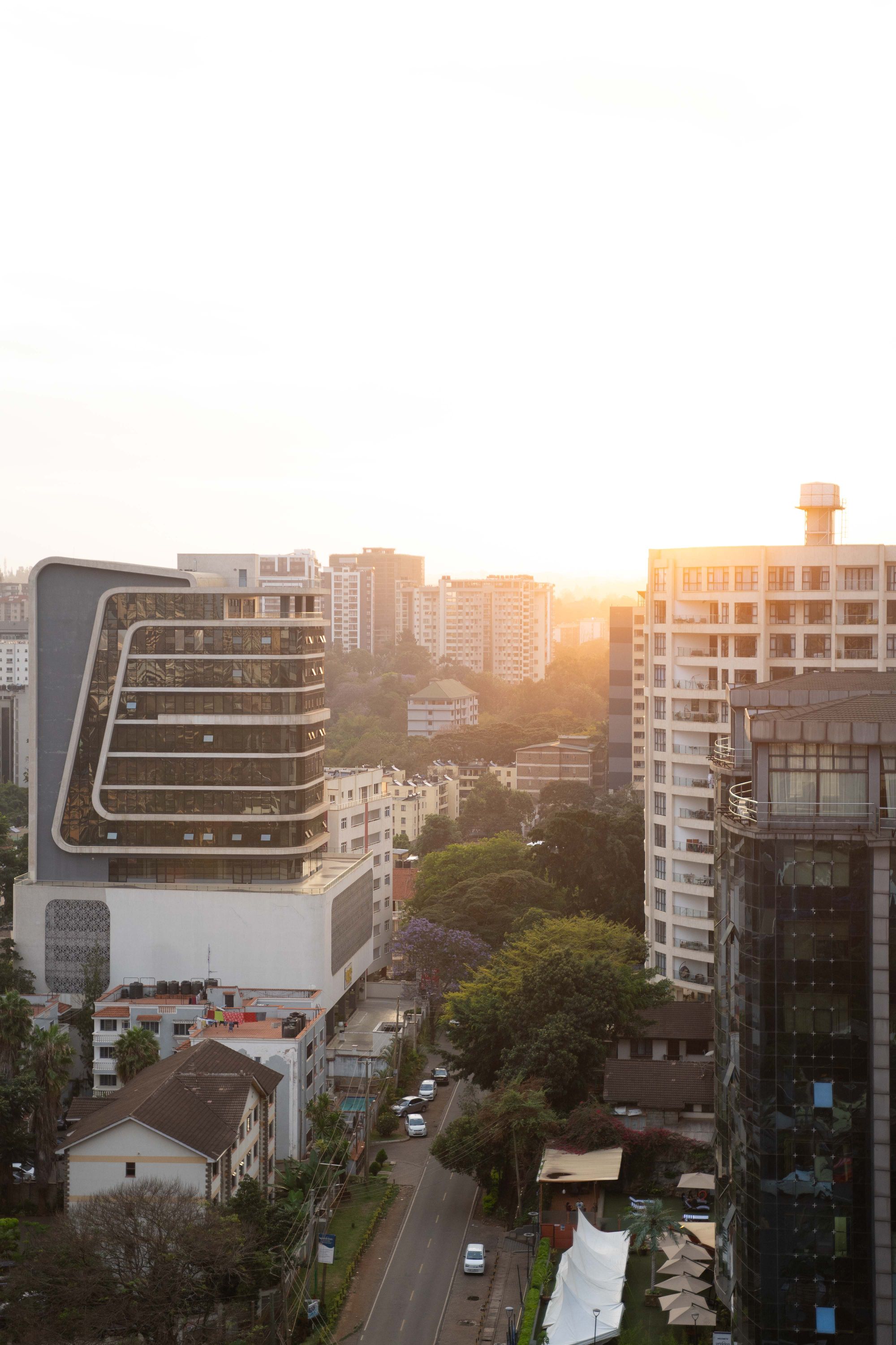 Nairobi towers at sunrise above the central business district