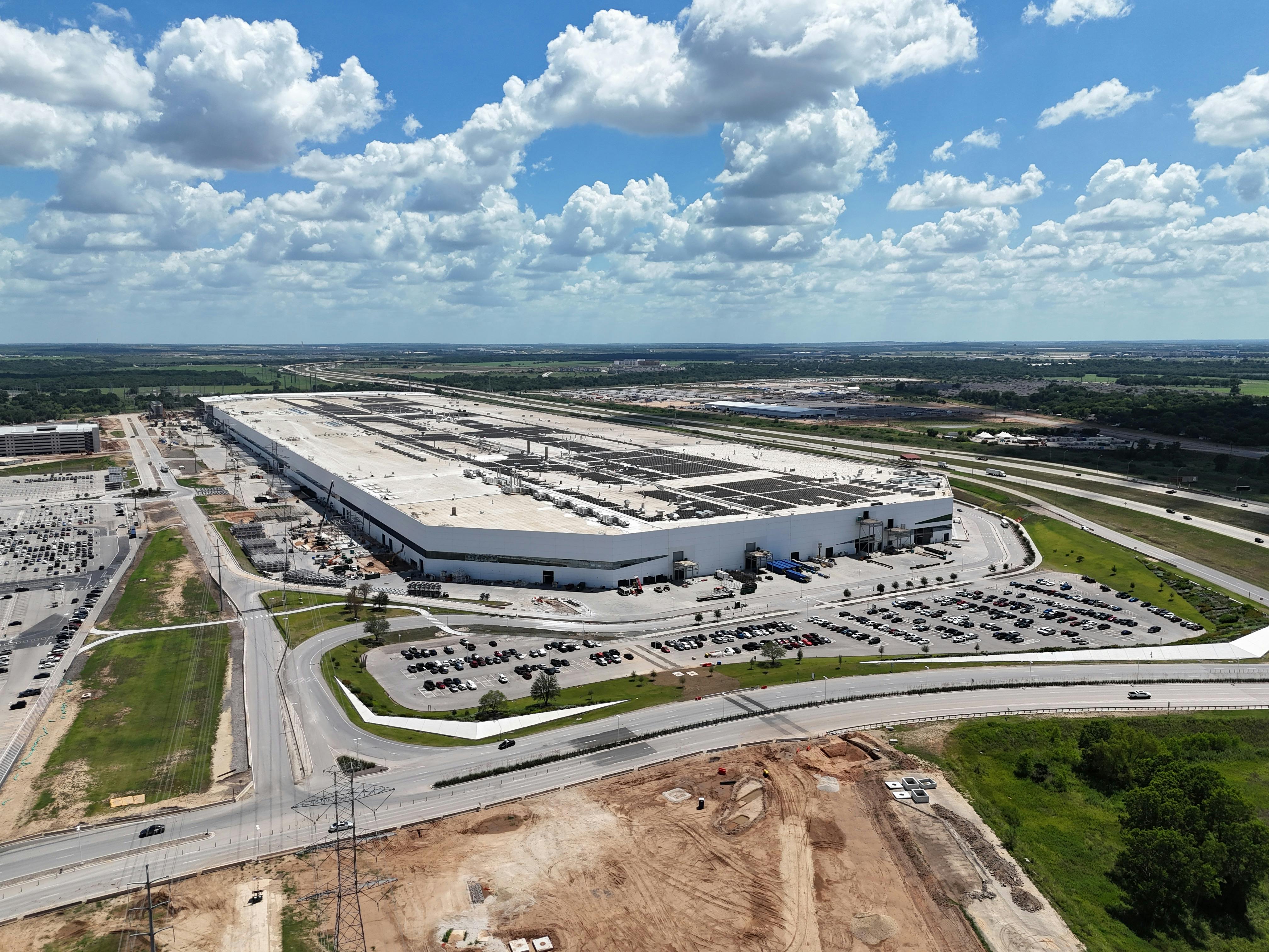 Aerial Photo Of Tesla’s Giga Texas Factory In Austin Texas