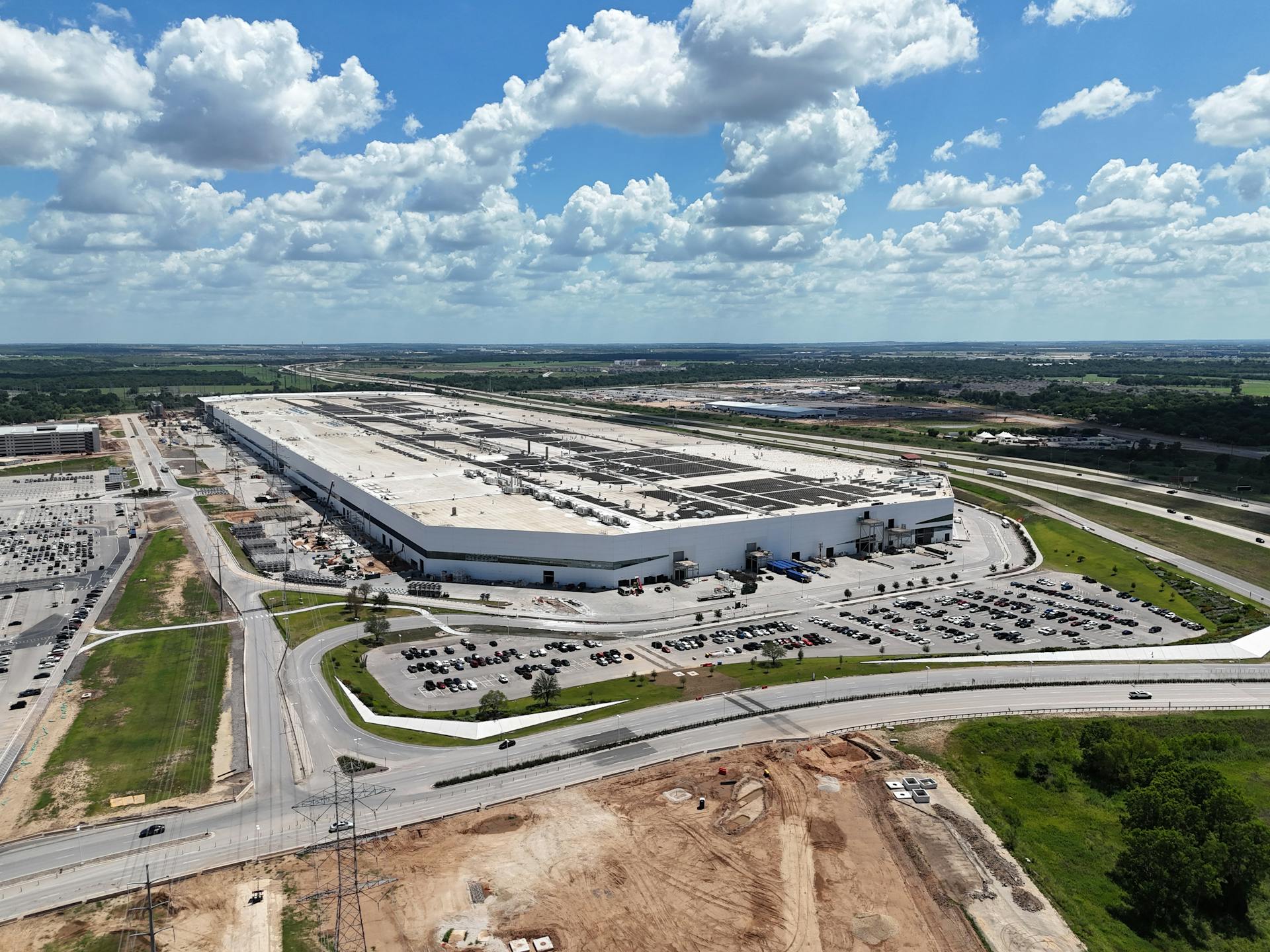 Aerial Photo Of Tesla’s Giga Texas Factory In Austin Texas