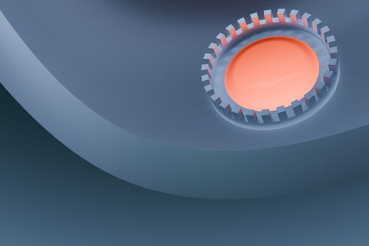 Modern abstract 3D render featuring a geometric design with a striking orange accent, creating a textured artistic background.