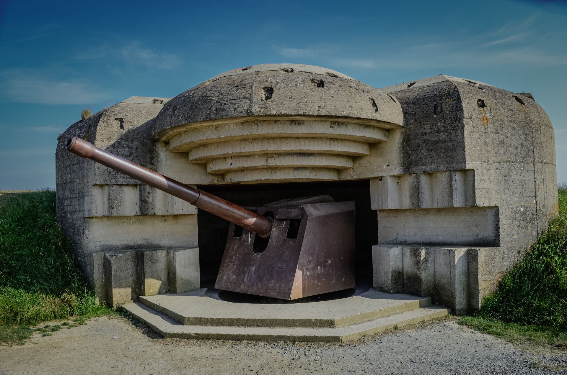 Historic Normandy Bunker with Artillery Cannon