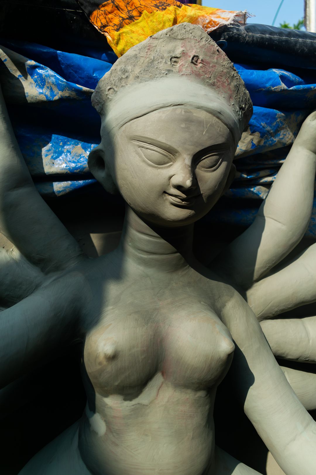 Clay sculpture of the goddess Durga