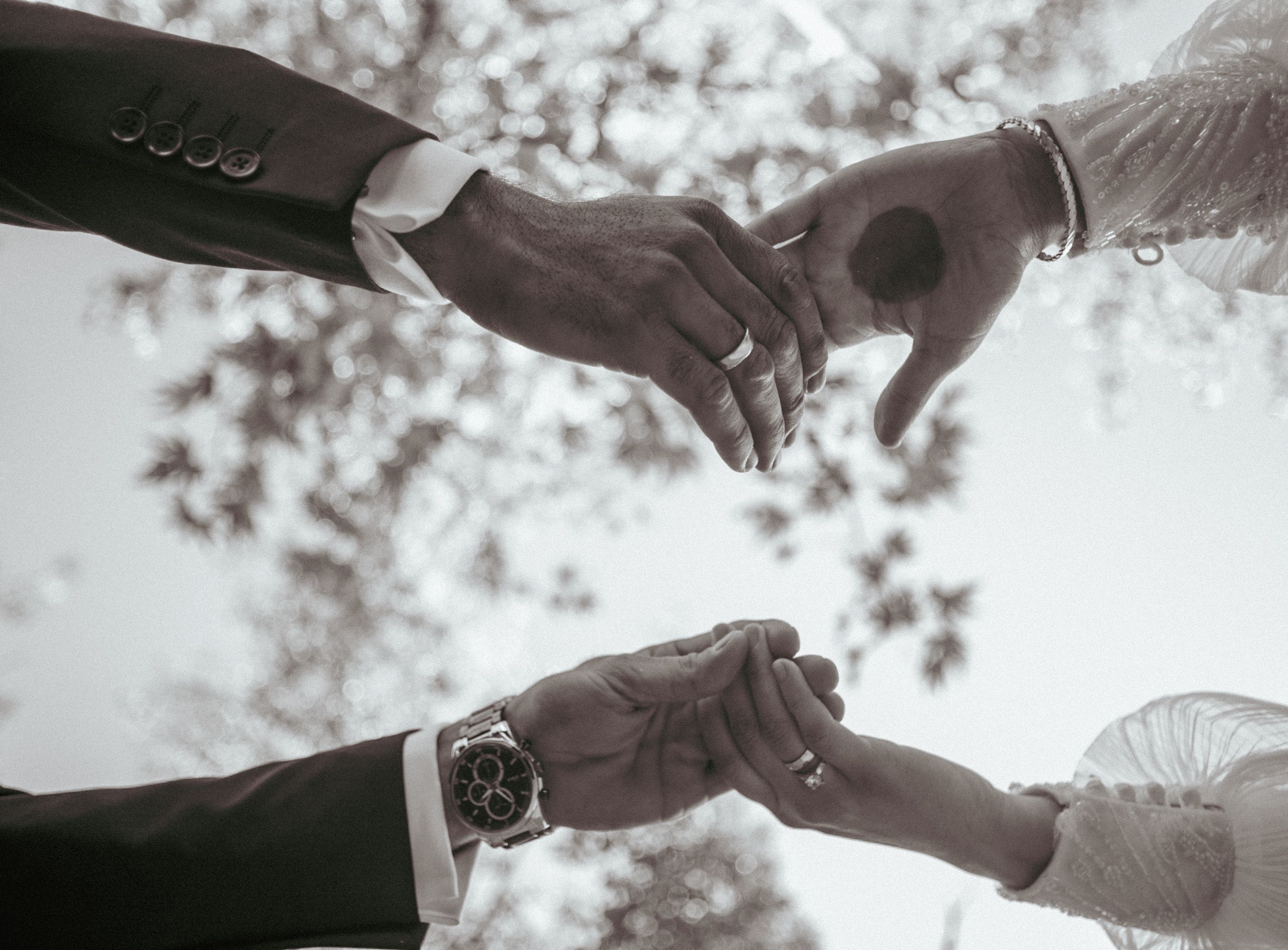 Artistic Black and White Wedding Hand Gesture · Free Stock Photo