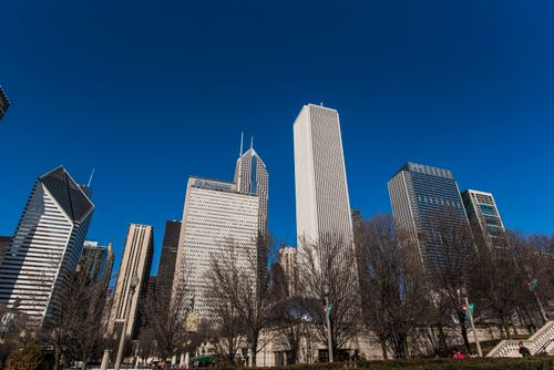 Free Stunning view of Chicago skyline featuring iconic skyscrapers on a clear day. Stock Photo