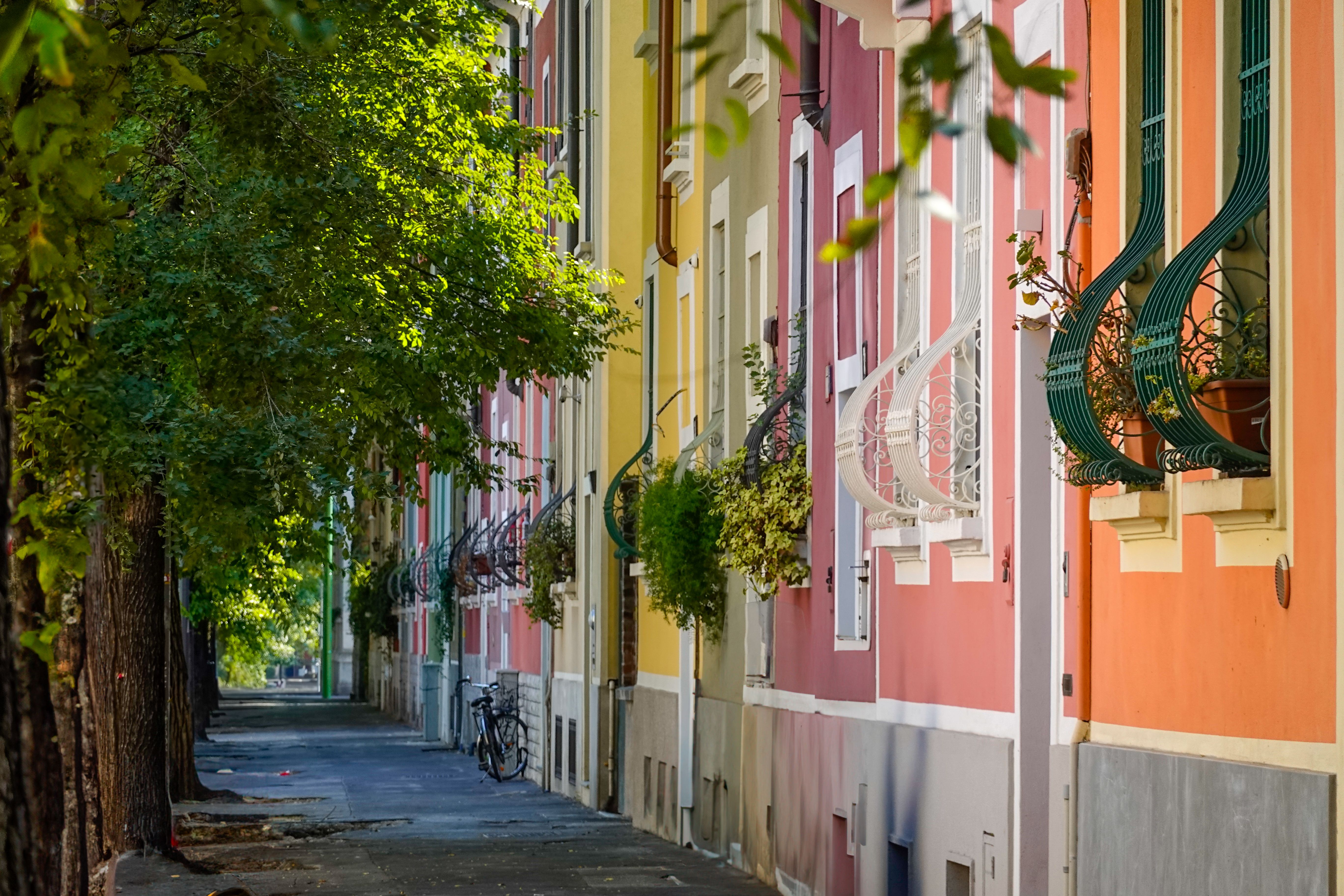 Colorful European Street with Balconies · Free Stock Photo