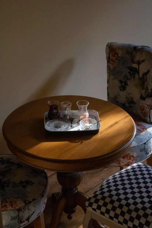 Free Sunlit tea set on a cozy table in İstanbul, Turkey. Stock Photo