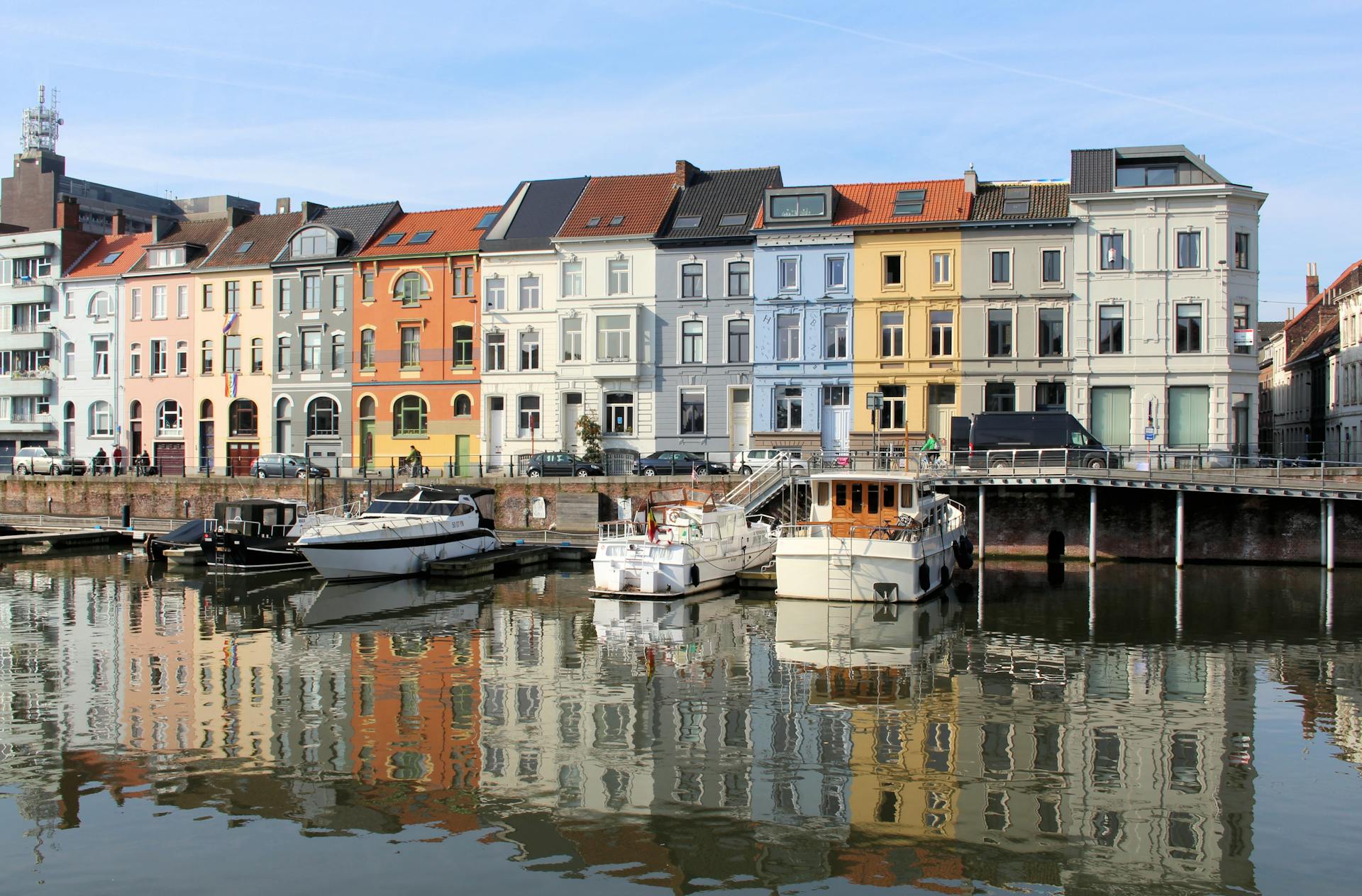 Colorful Waterfront Architecture in Ghent, Belgium