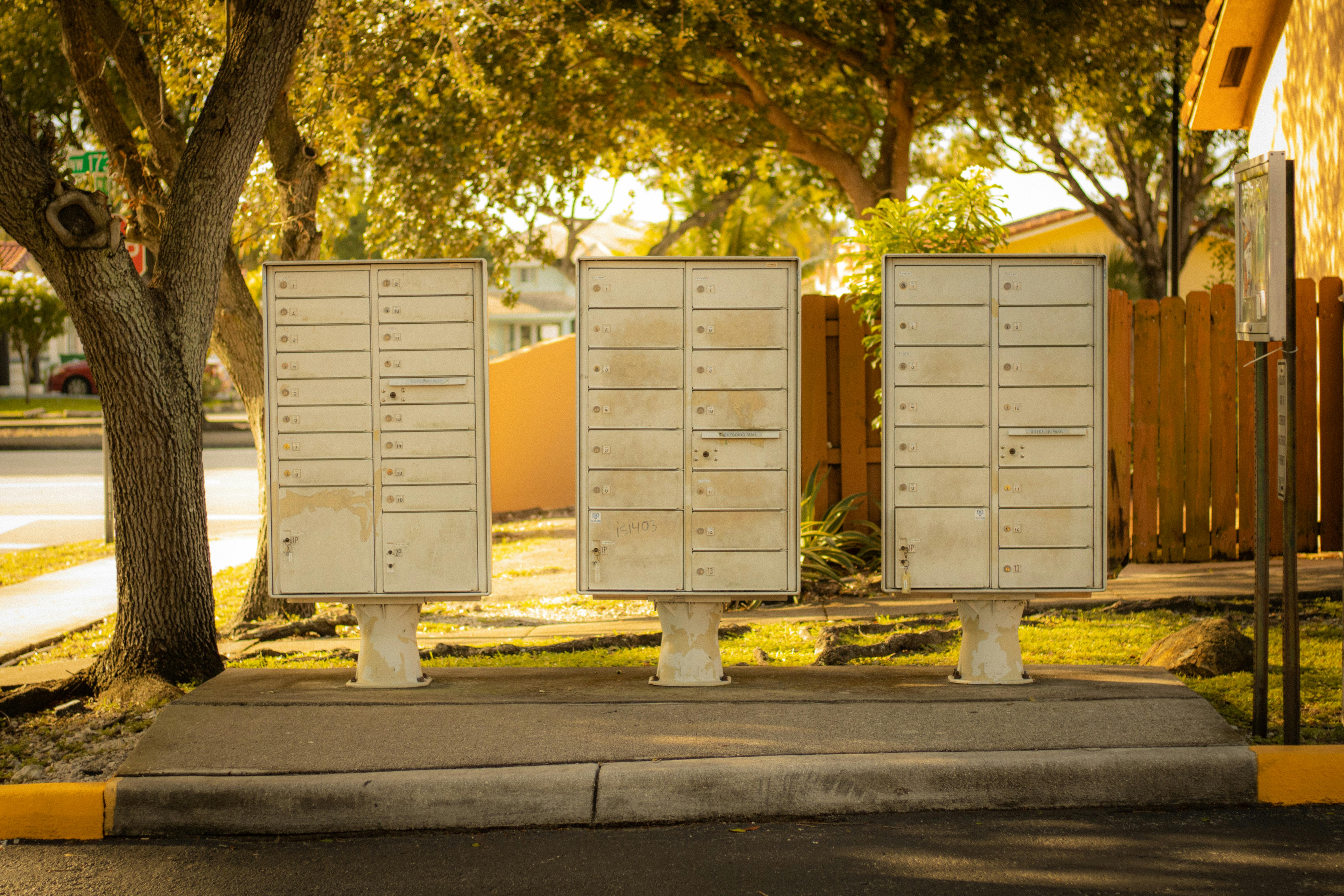 cluster of mailboxes in sunny florida street