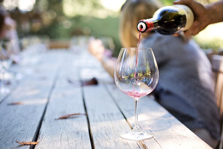 Wine Poured In Long-stem Glass