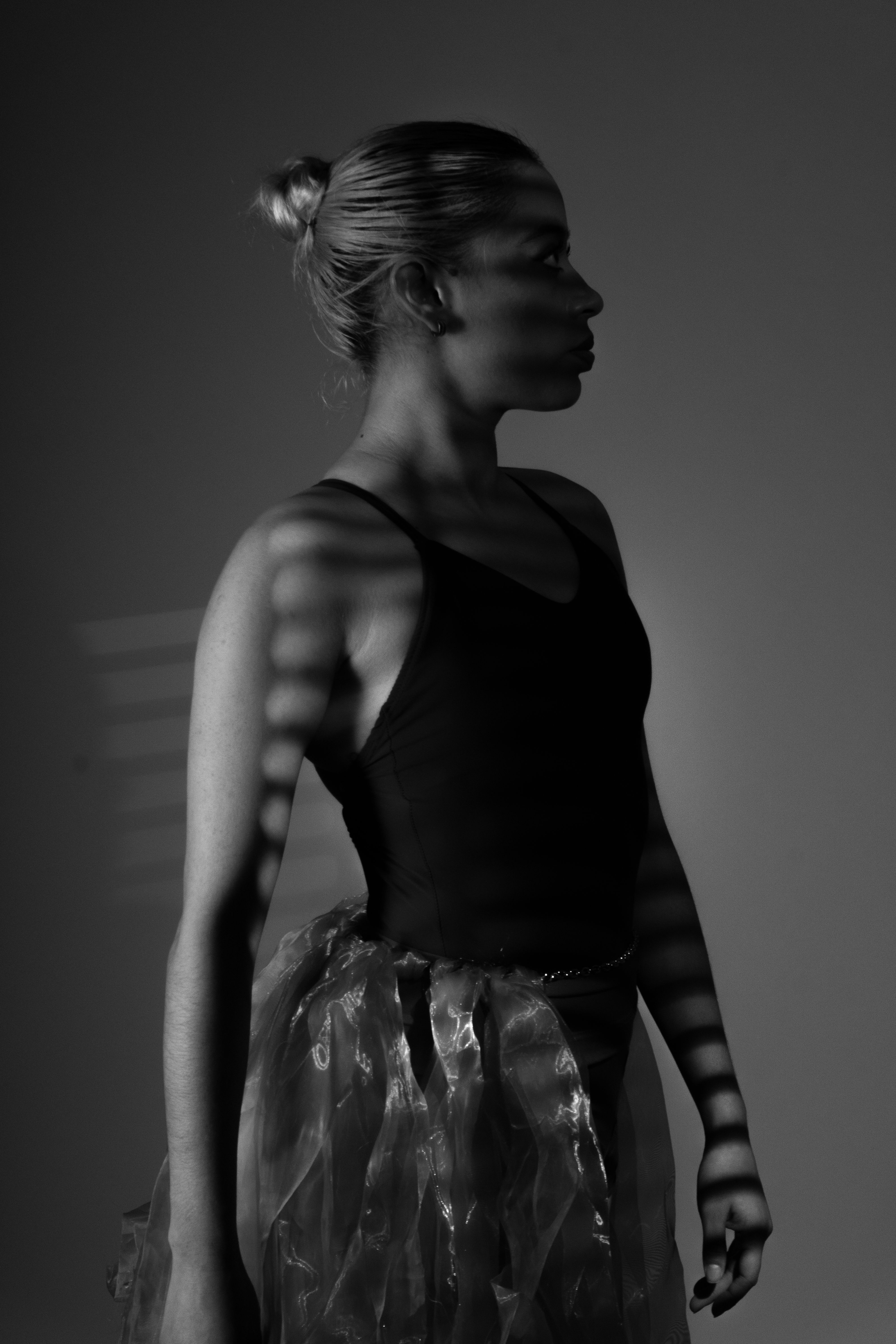 Dramatic Black and White Portrait of a Ballet Dancer ·