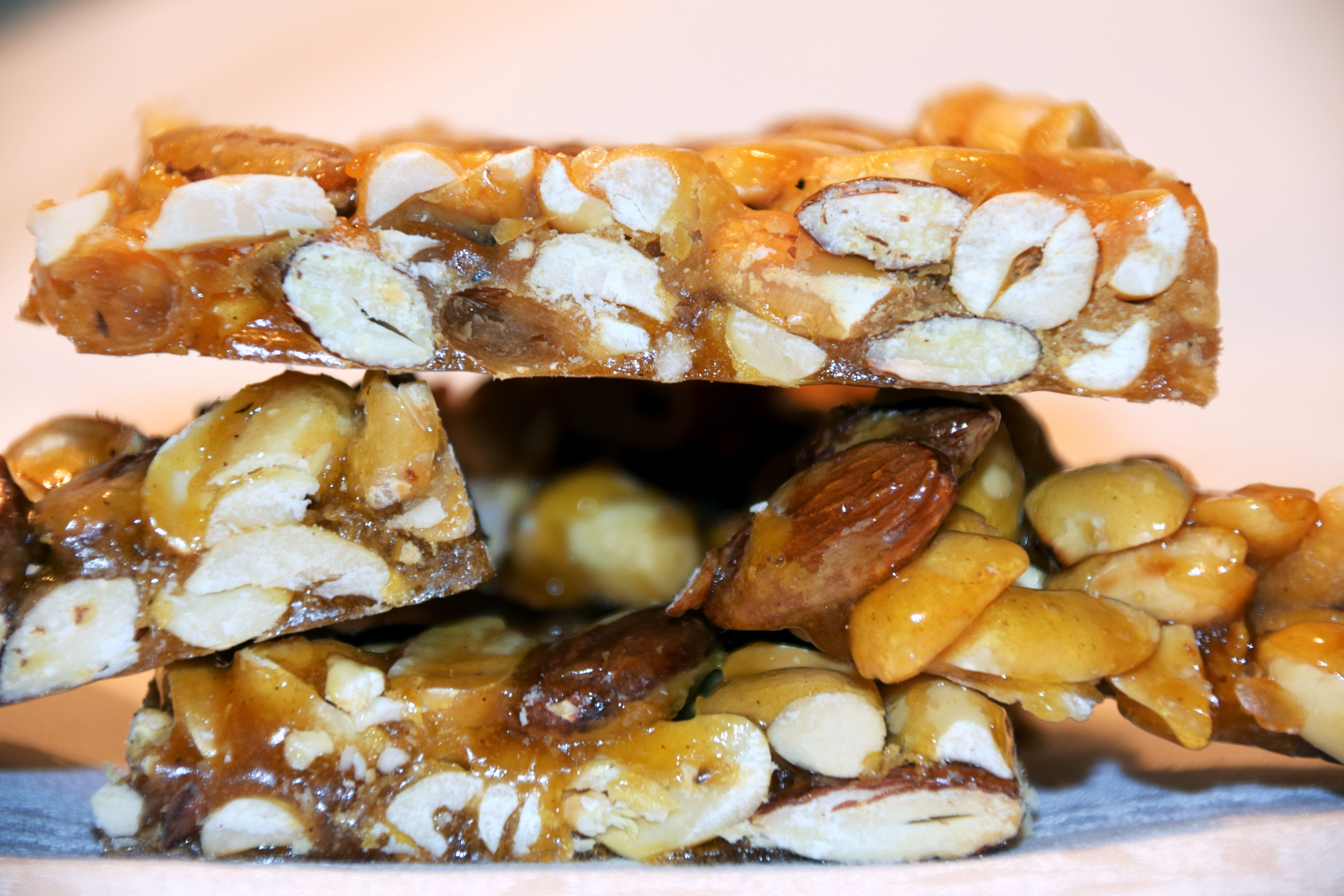 almonds, brittle, burned
