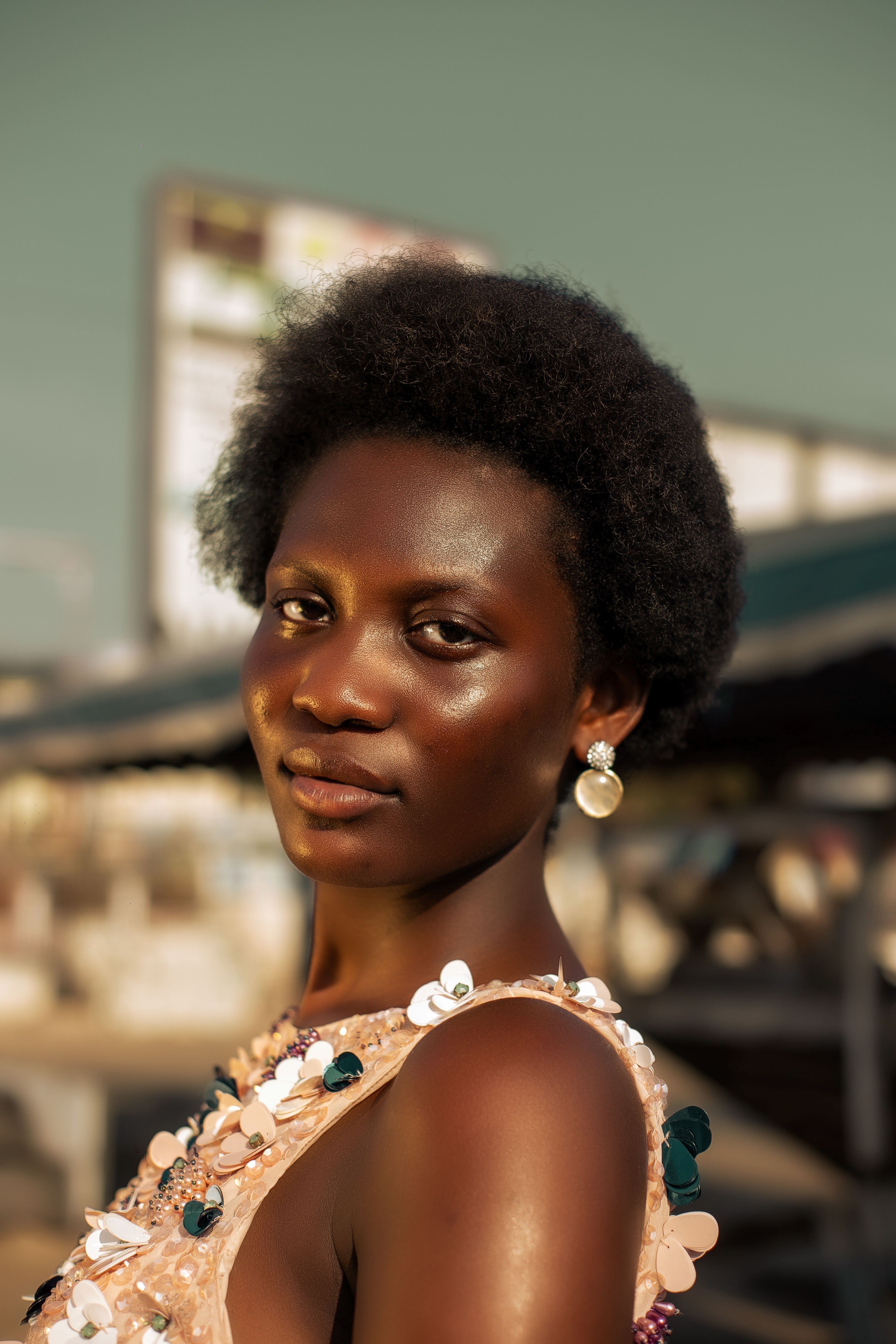 Portrait of a Woman with Afro Hair in Sunlight · Free Stock Photo