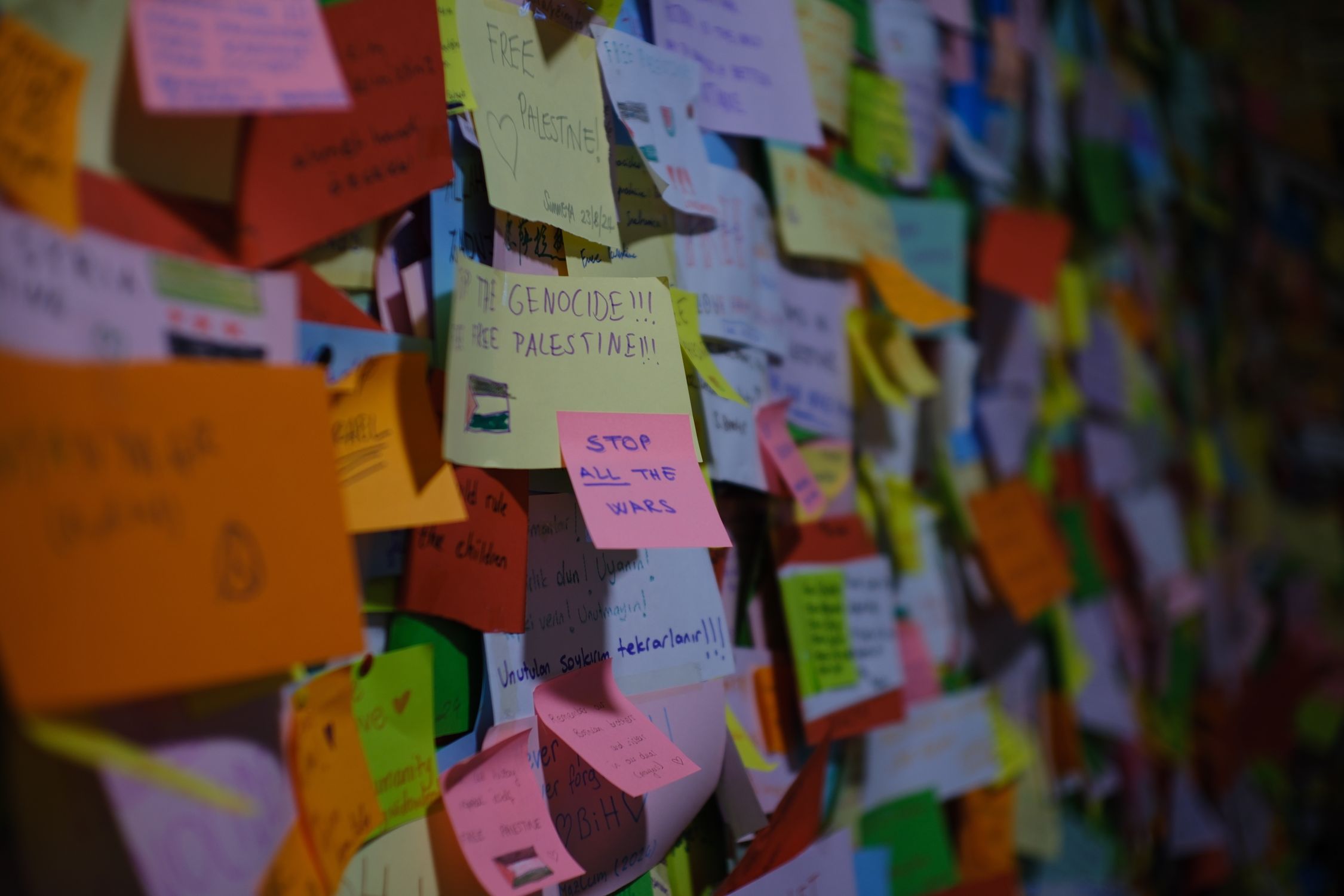 Posted Note Message Colorful Post-it Note Wall with Messages of Protest · Free Stock Photo