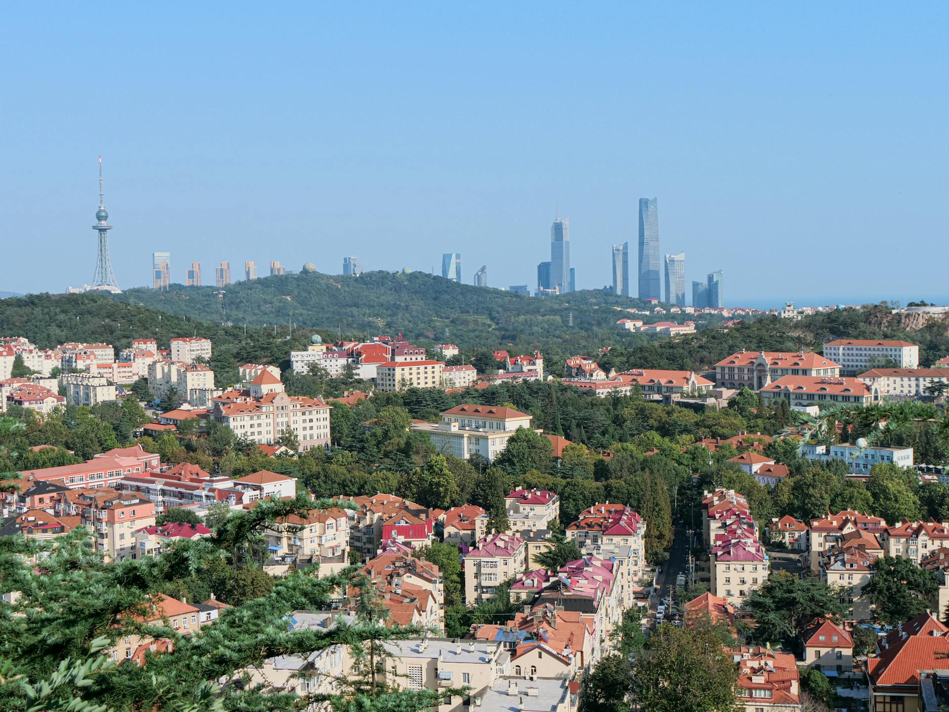 Skyline View of Qingdao with TV Tower