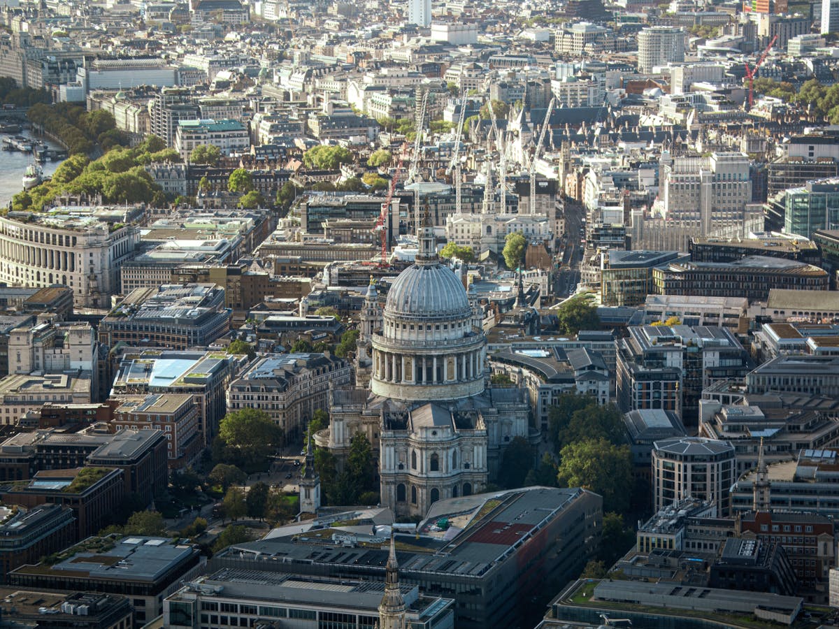 Stunning aerial view of St. Paul's Cathedral amid London's cityscape