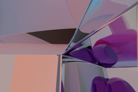 A captivating 3D abstract image in vibrant hues of purple, pink, and blue with a dynamic, flowing design.