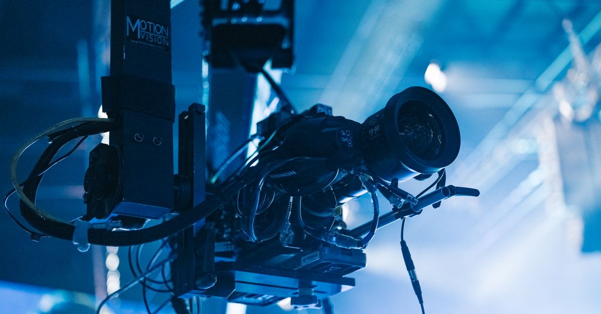 film studio with motion capture technology and green screens