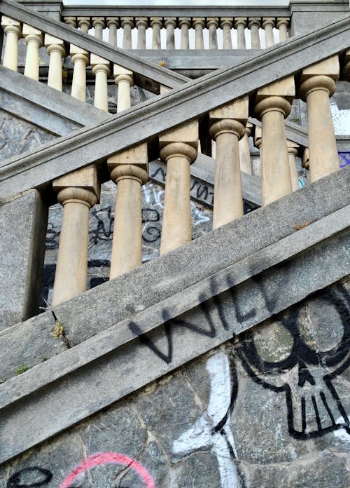Free Concrete Stairs With Graffiti Stock Photo