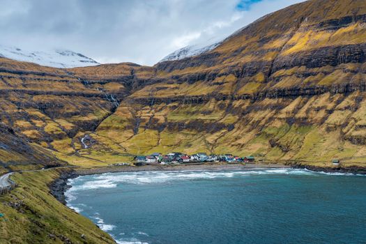 Saksun village and black-sand lagoon — Faroe Islands