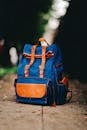 Blue and Brown Backpack  on the Ground