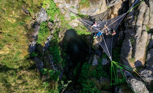 People on Hanging Net