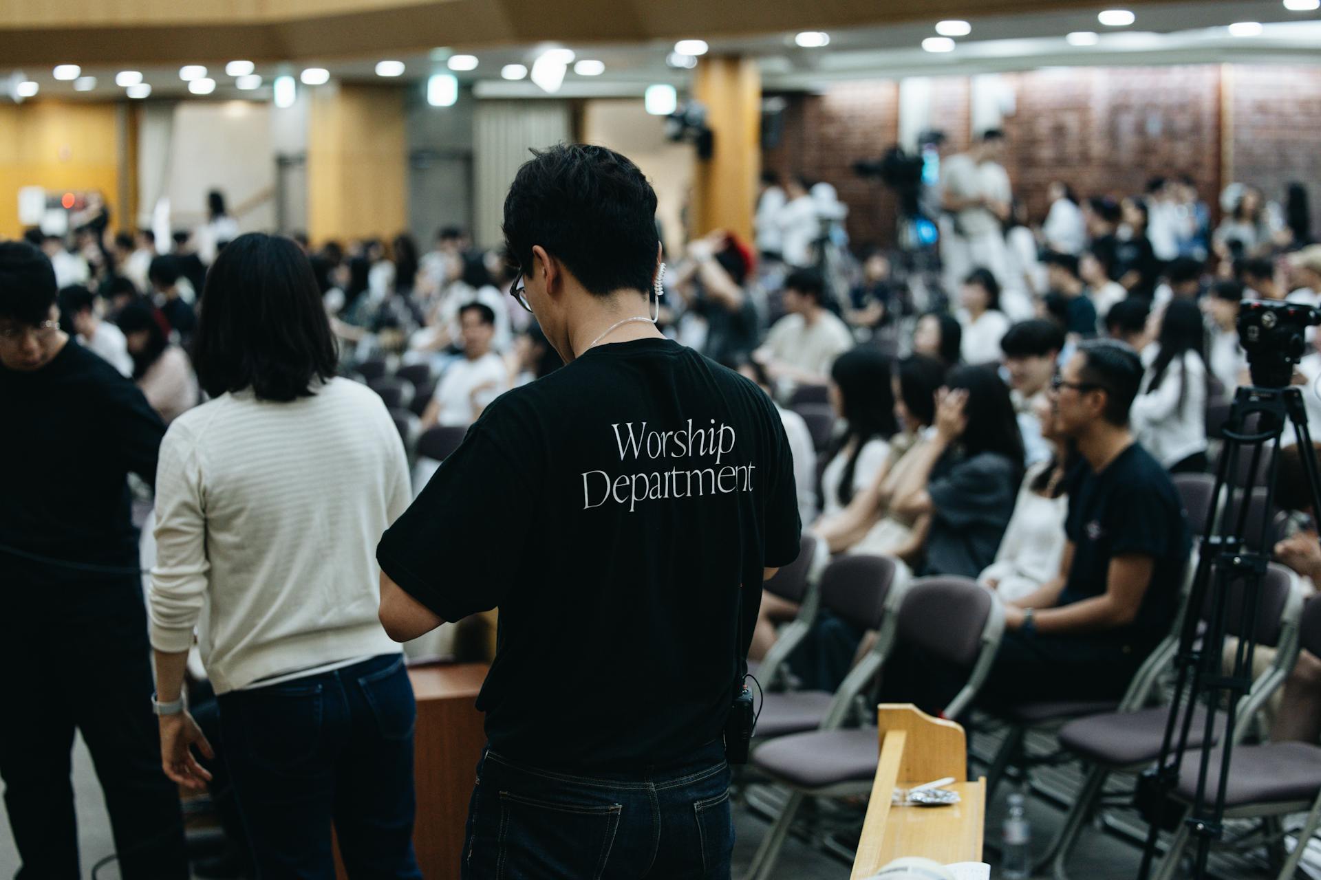 Worship Team Preparing for Church Service